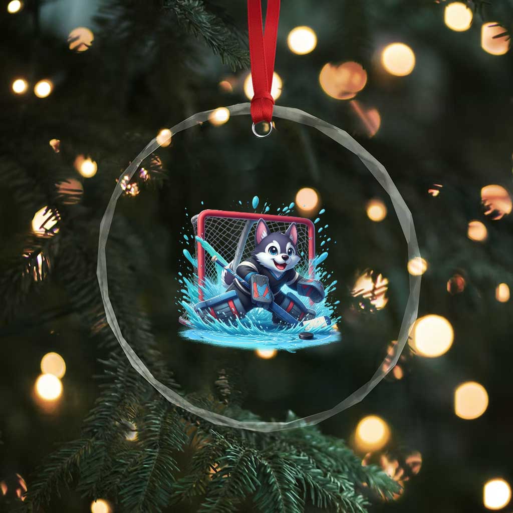 Siberian Husky Ice Hockey Player Crystal Glass Ornament Funny Goalie Gift TS12 Print Your Wear