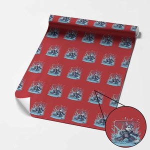 Siberian Husky Ice Hockey Player Wrapping Paper Roll Funny Goalie Gift TS12 Red Print Your Wear