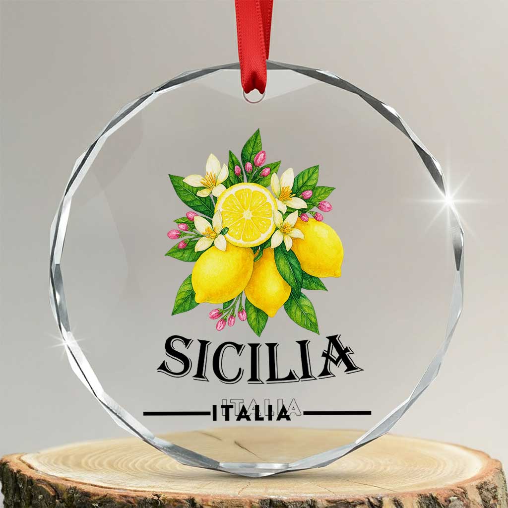 Sicilia Italia Fresh Lemon Crystal Glass Ornament Italian Sicilians Floral Citrus from Southern Italy TS02 Transparent Glass 3'' Circle Print Your Wear