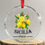 Sicilia Italia Fresh Lemon Crystal Glass Ornament Italian Sicilians Floral Citrus from Southern Italy TS02 Transparent Glass 3'' Circle Print Your Wear