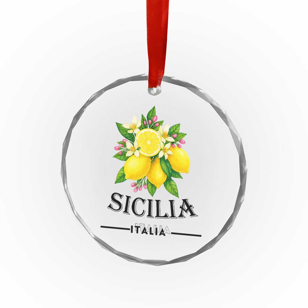 Sicilia Italia Fresh Lemon Crystal Glass Ornament Italian Sicilians Floral Citrus from Southern Italy TS02 Print Your Wear