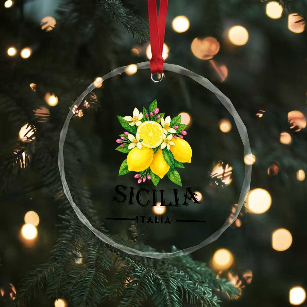 Sicilia Italia Fresh Lemon Crystal Glass Ornament Italian Sicilians Floral Citrus from Southern Italy TS02 Print Your Wear