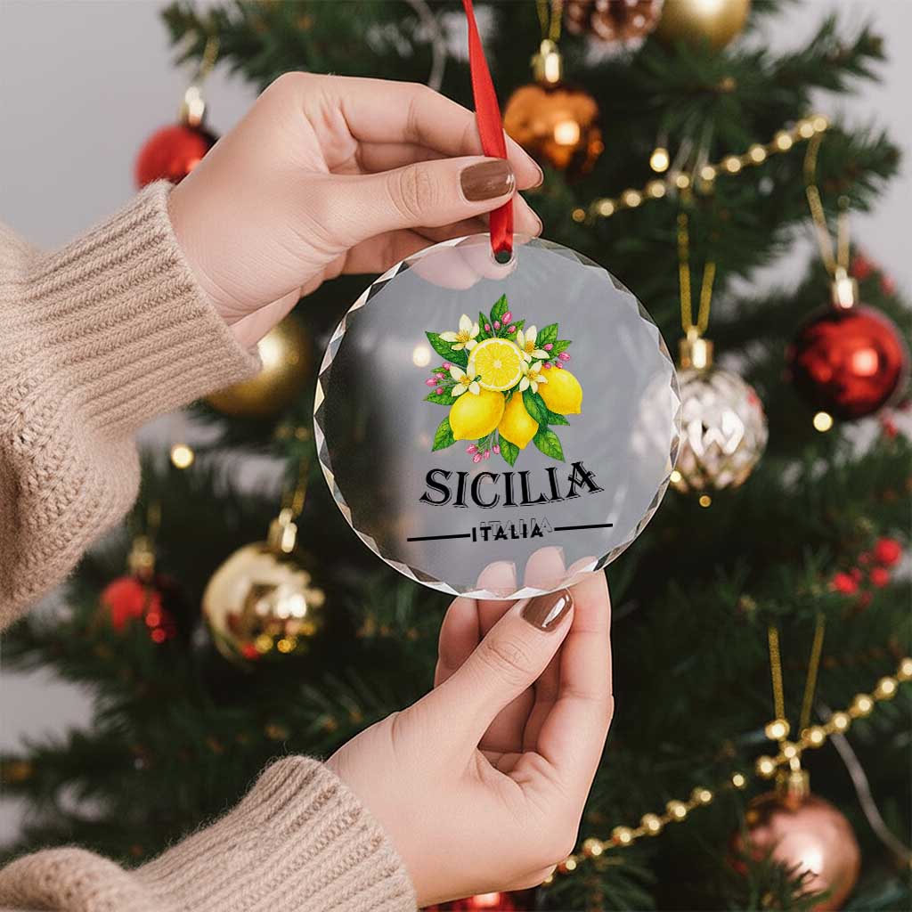 Sicilia Italia Fresh Lemon Crystal Glass Ornament Italian Sicilians Floral Citrus from Southern Italy TS02 Print Your Wear