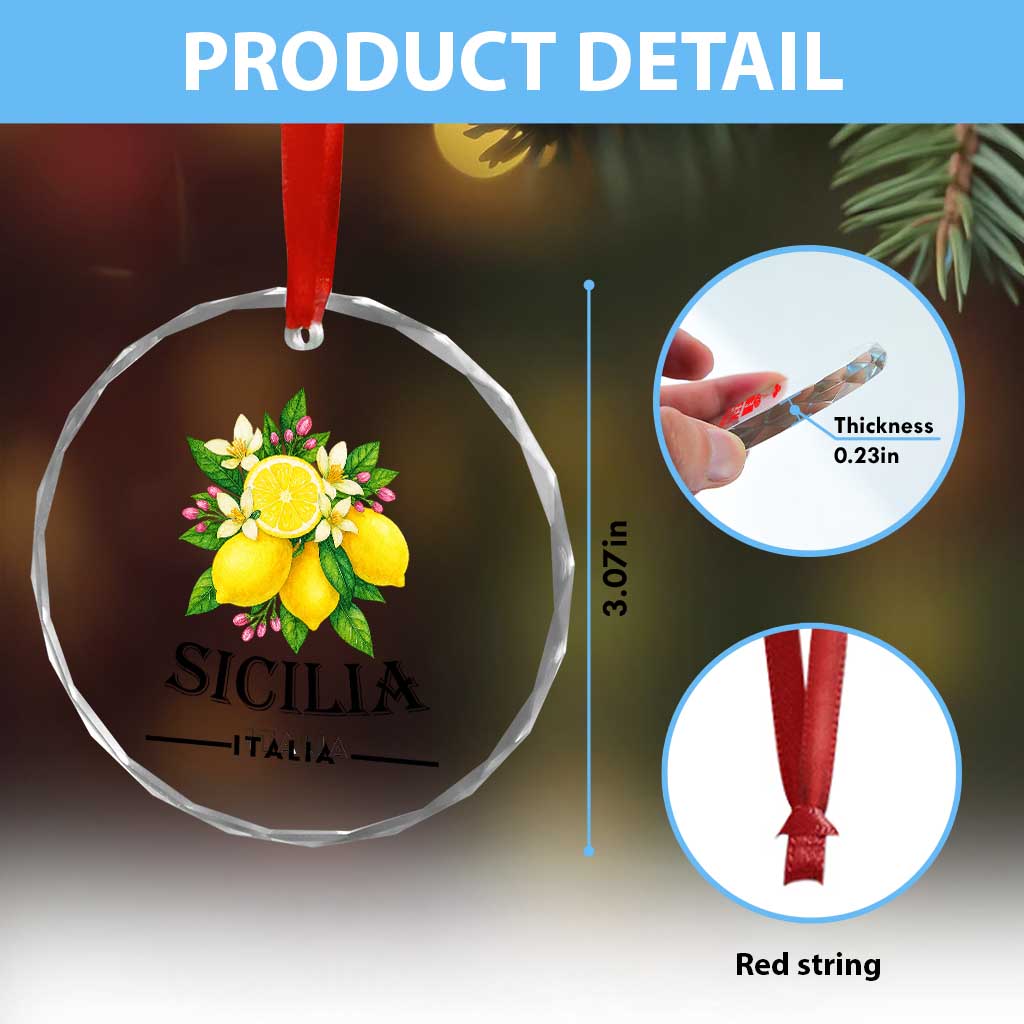 Sicilia Italia Fresh Lemon Crystal Glass Ornament Italian Sicilians Floral Citrus from Southern Italy TS02 Print Your Wear