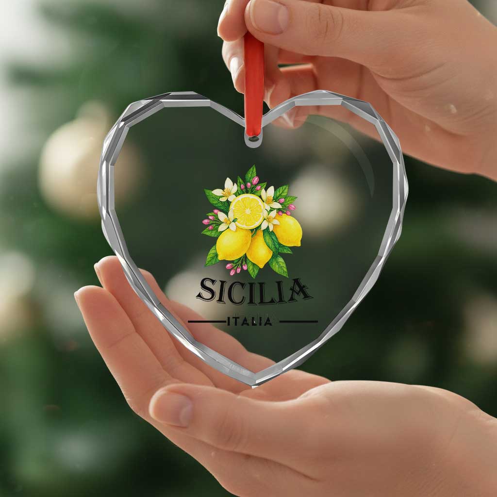 Sicilia Italia Fresh Lemon Heart Crystal Glass Ornament Italian Sicilians Floral Citrus from Southern Italy TS02 Print Your Wear