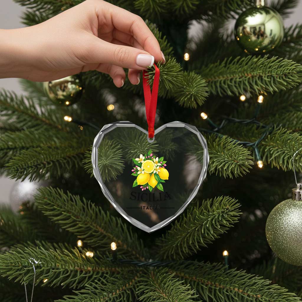 Sicilia Italia Fresh Lemon Heart Crystal Glass Ornament Italian Sicilians Floral Citrus from Southern Italy TS02 Print Your Wear