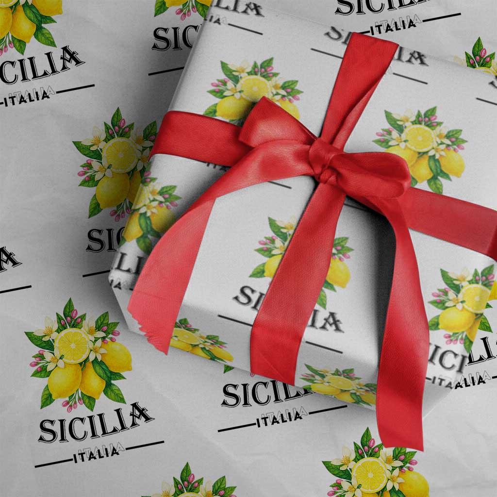 Sicilia Italia Fresh Lemon Wrapping Paper Roll Italian Sicilians Floral Citrus from Southern Italy TS02 White Print Your Wear