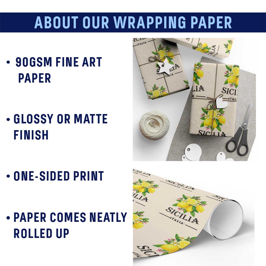 Sicilia Italia Fresh Lemon Wrapping Paper Roll Italian Sicilians Floral Citrus from Southern Italy TS02 Print Your Wear