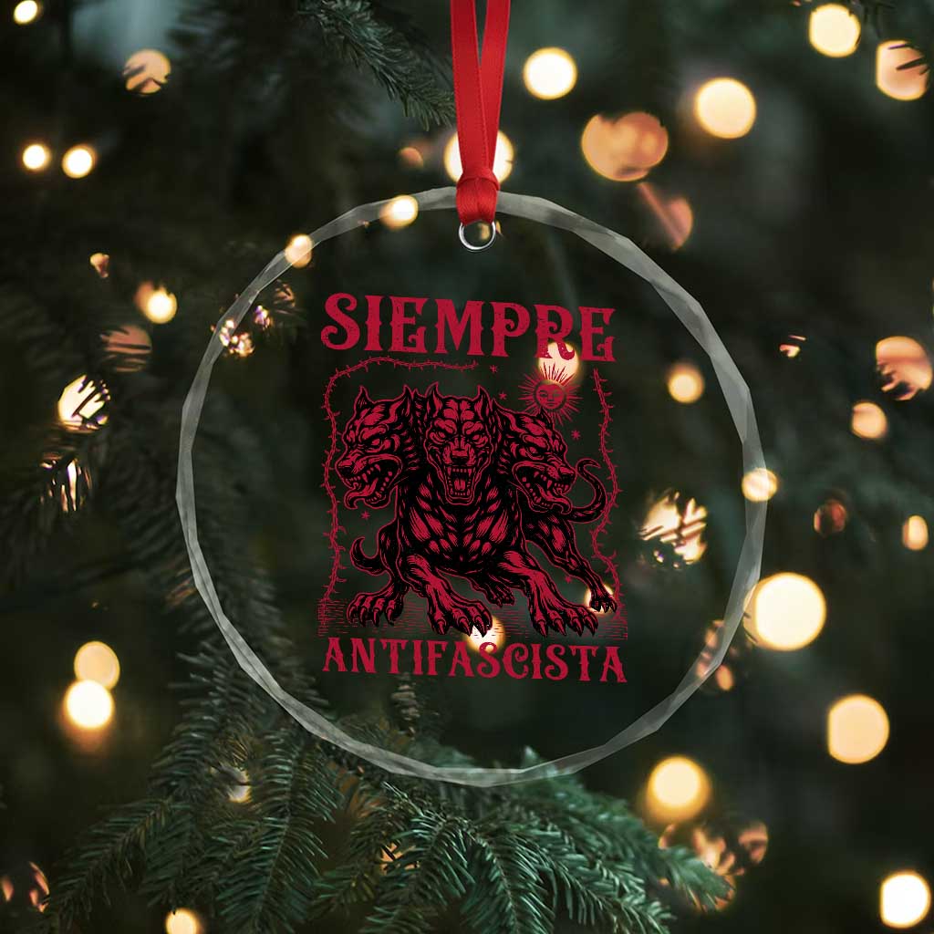 Siempre Antifascista Crystal Glass Ornament Anti Fascism Protest Vintage Hydra Dog TS11 Print Your Wear
