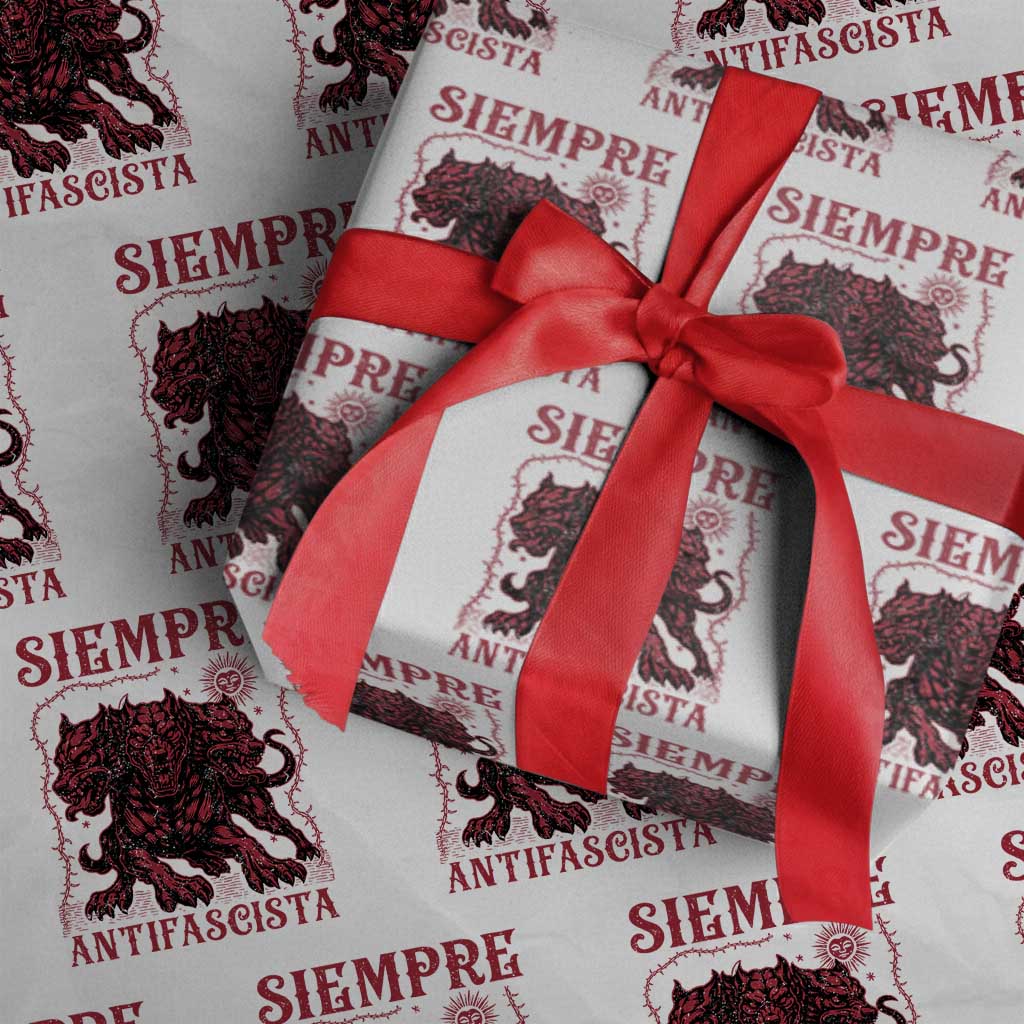 Siempre Antifascista Wrapping Paper Roll Anti Fascism Protest Vintage Hydra Dog TS11 White Print Your Wear