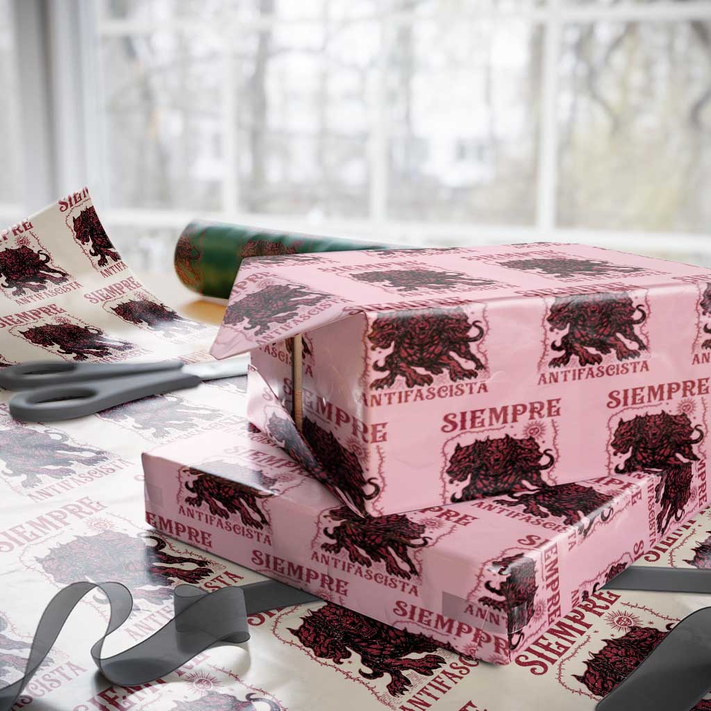 Siempre Antifascista Wrapping Paper Roll Anti Fascism Protest Vintage Hydra Dog TS11 Light Pink Print Your Wear