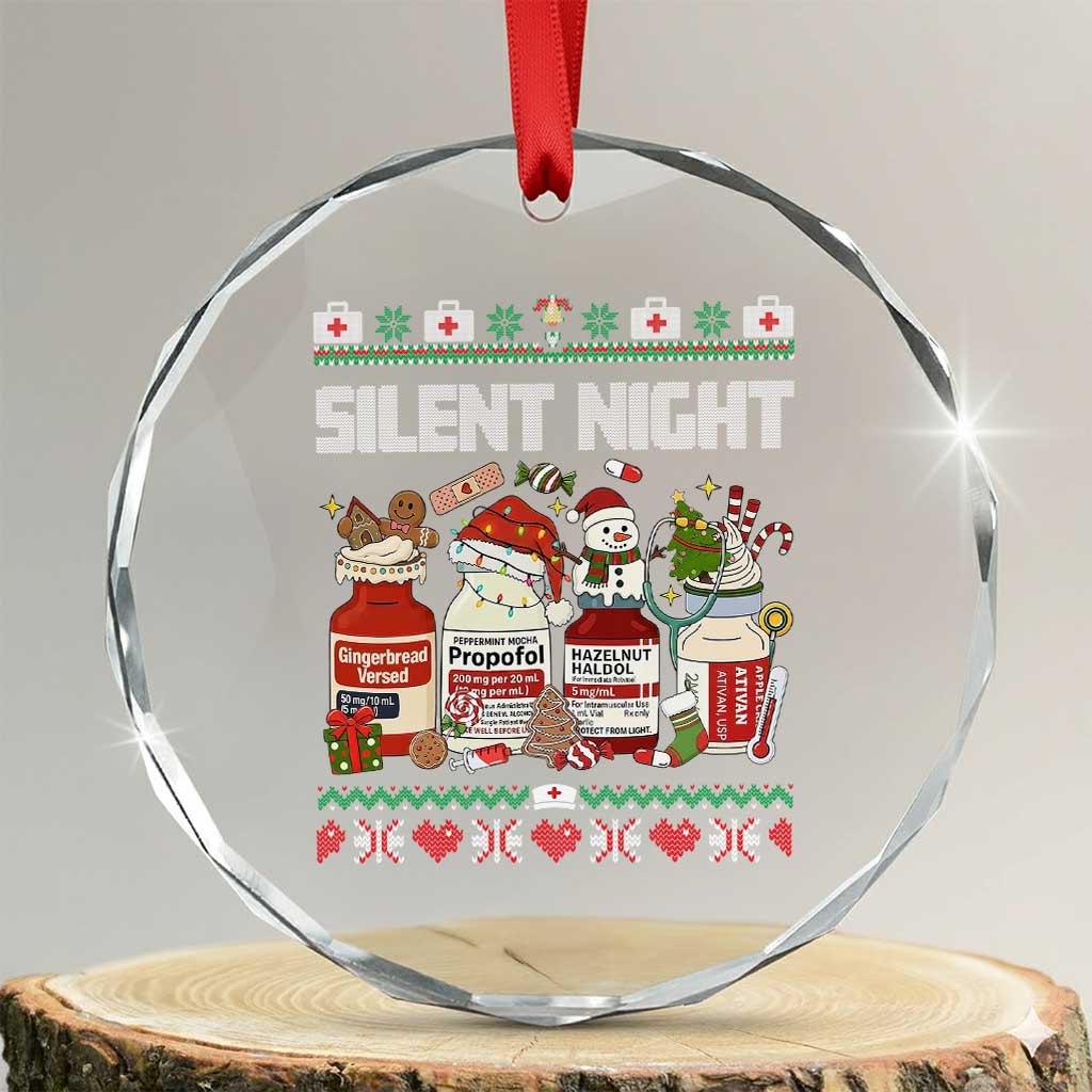 Silent Night Christmas Crystal Glass Ornament Funny ICU Nurse Xmas TS14 Transparent Glass 3'' Circle Print Your Wear