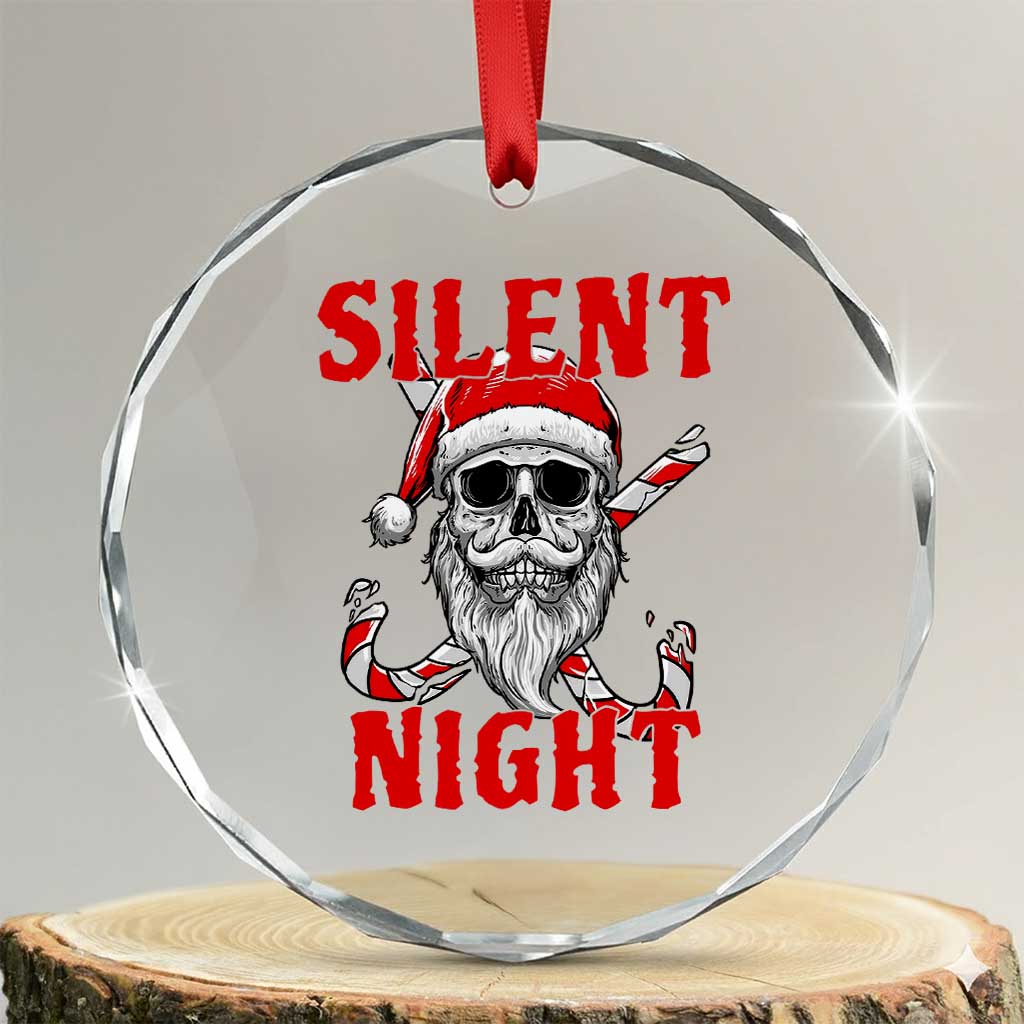 Silent Night Skull Christmas Crystal Glass Ornament Creepy Santa Gothic Holiday TS02 Transparent Glass 3'' Circle Print Your Wear