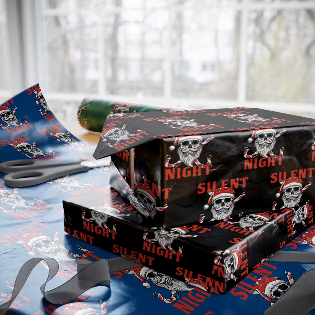 Silent Night Skull Christmas Wrapping Paper Roll Creepy Santa Gothic Holiday TS02 Black Print Your Wear