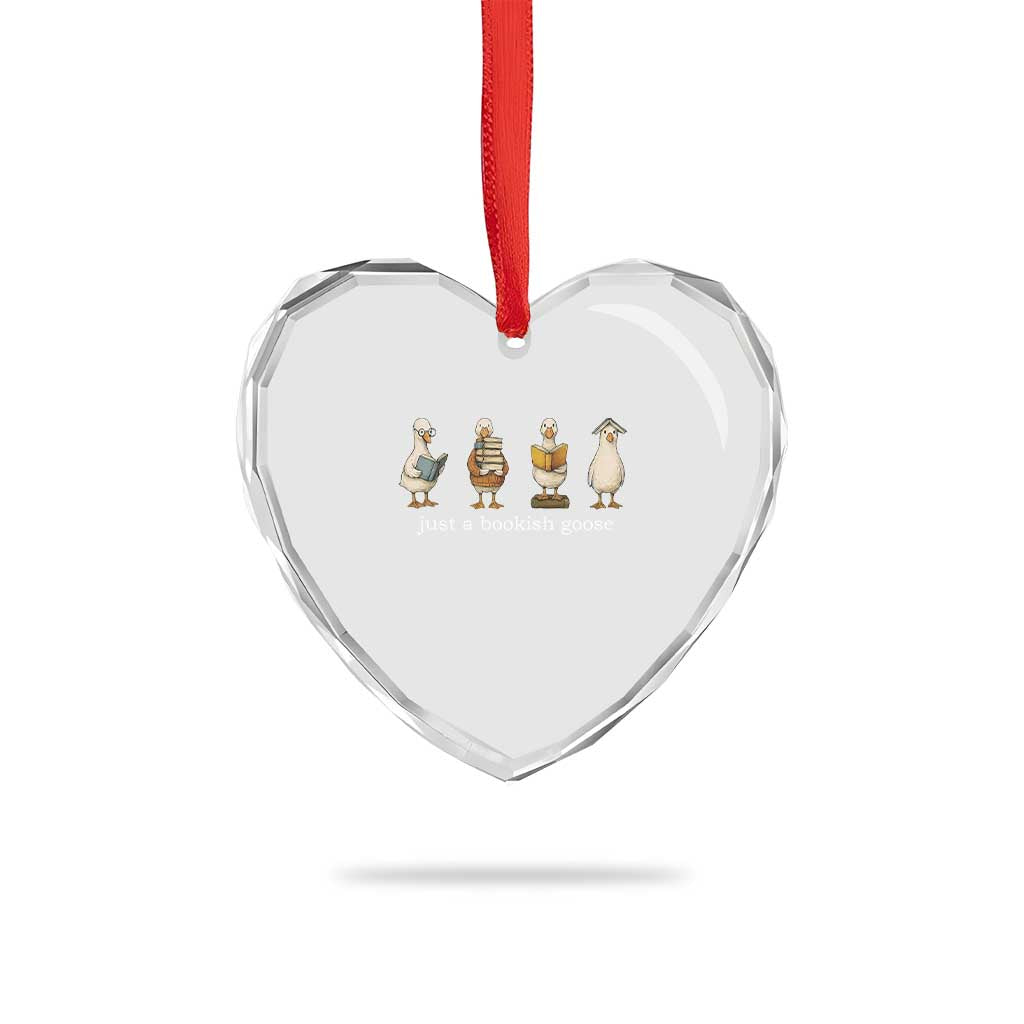 Silly Goose Book Club Heart Crystal Glass Ornament Funny Bookish Book Lover TS14 Print Your Wear