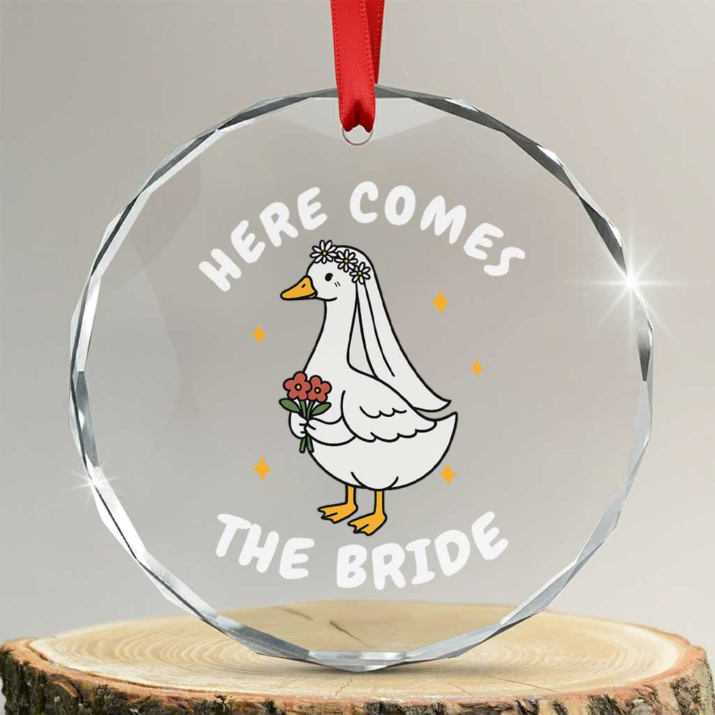 Silly Goose Bride Crystal Glass Ornament Funny Goose Lovers TS10 Transparent Glass 3'' Circle Print Your Wear