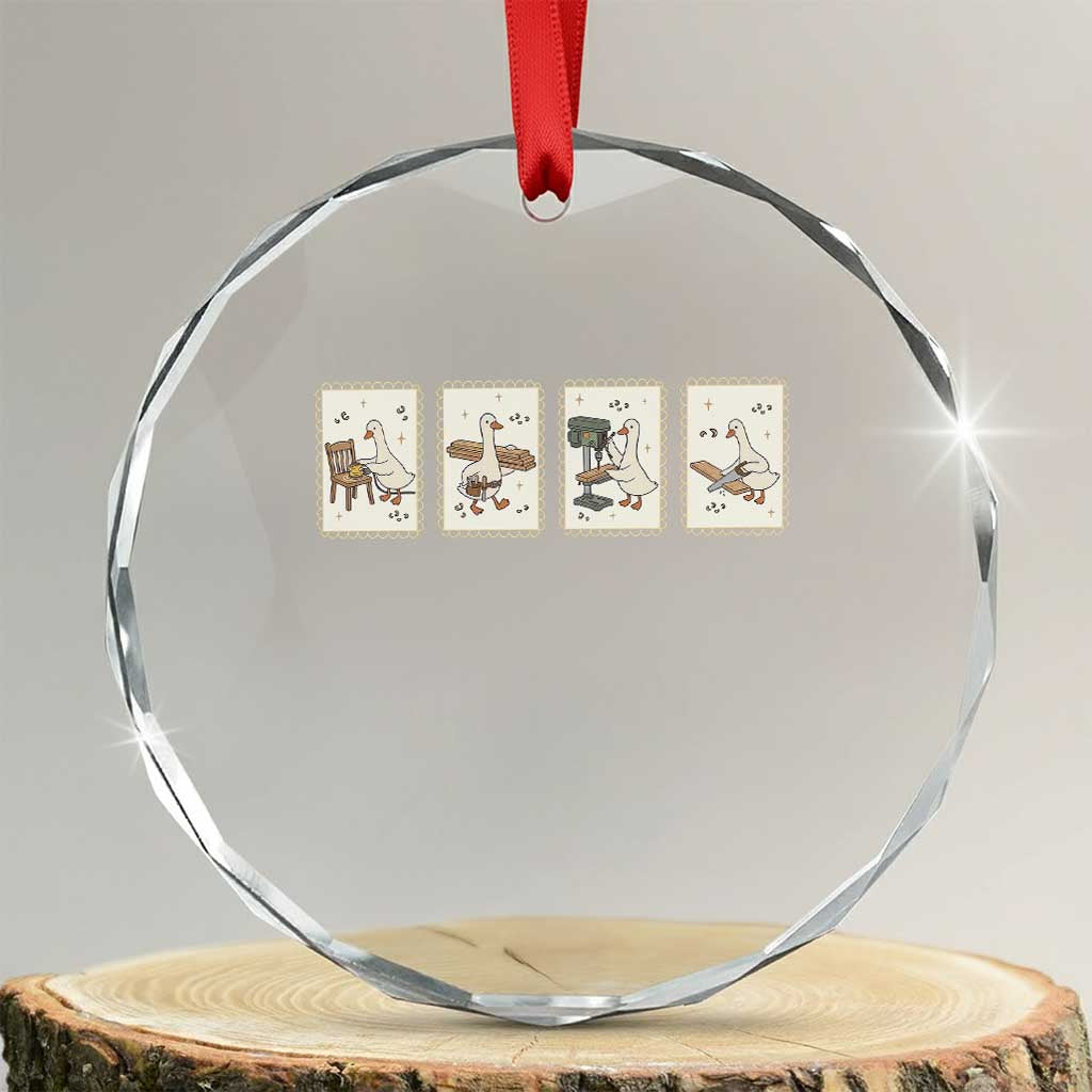 Silly Goose Carpenter Crystal Glass Ornament Funny Woodworker Dad Gift TS12 Transparent Glass 3'' Circle Print Your Wear