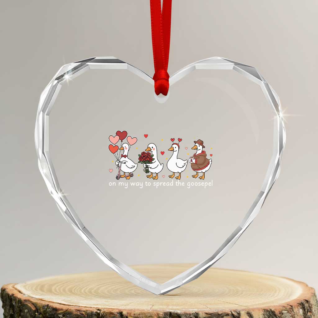 Silly Goose Christian Valentine Gospel Heart Crystal Glass Ornament On My Way To Spread The Goosepel TS14 Transparent Glass 3'' Heart Print Your Wear