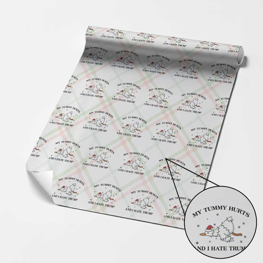 Silly Goose Christmas Wrapping Paper Roll My Tummy Hurts And I Hate Trump TS14 Christmas Plaid Print Your Wear
