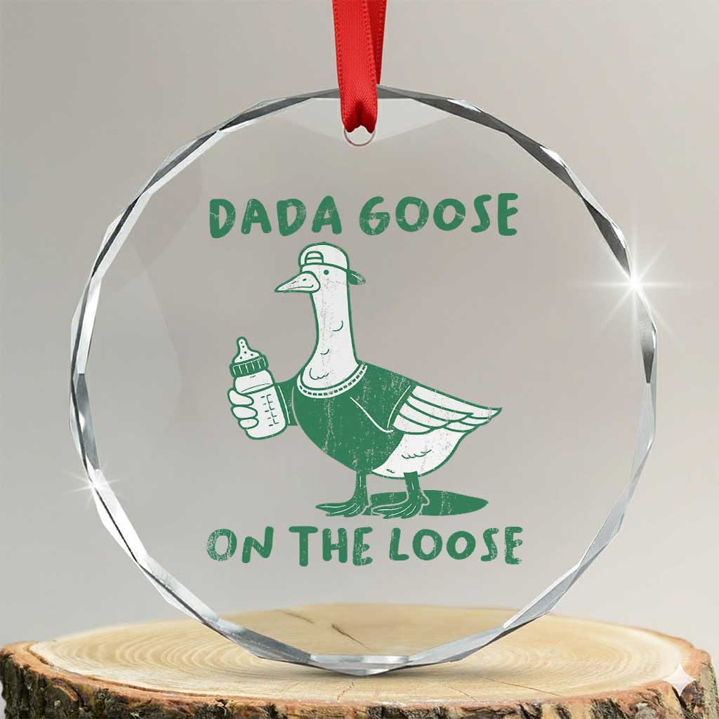 Silly Goose Dad Crystal Glass Ornament New Dad Pregnancy Announcement Fathers Day TS10 Transparent Glass 3'' Circle Print Your Wear