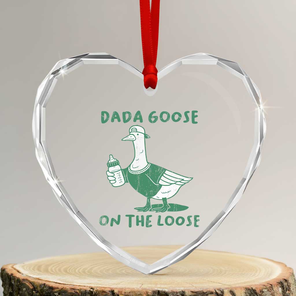 Silly Goose Dad Heart Crystal Glass Ornament New Dad Pregnancy Announcement Fathers Day TS10 Transparent Glass 3'' Heart Print Your Wear