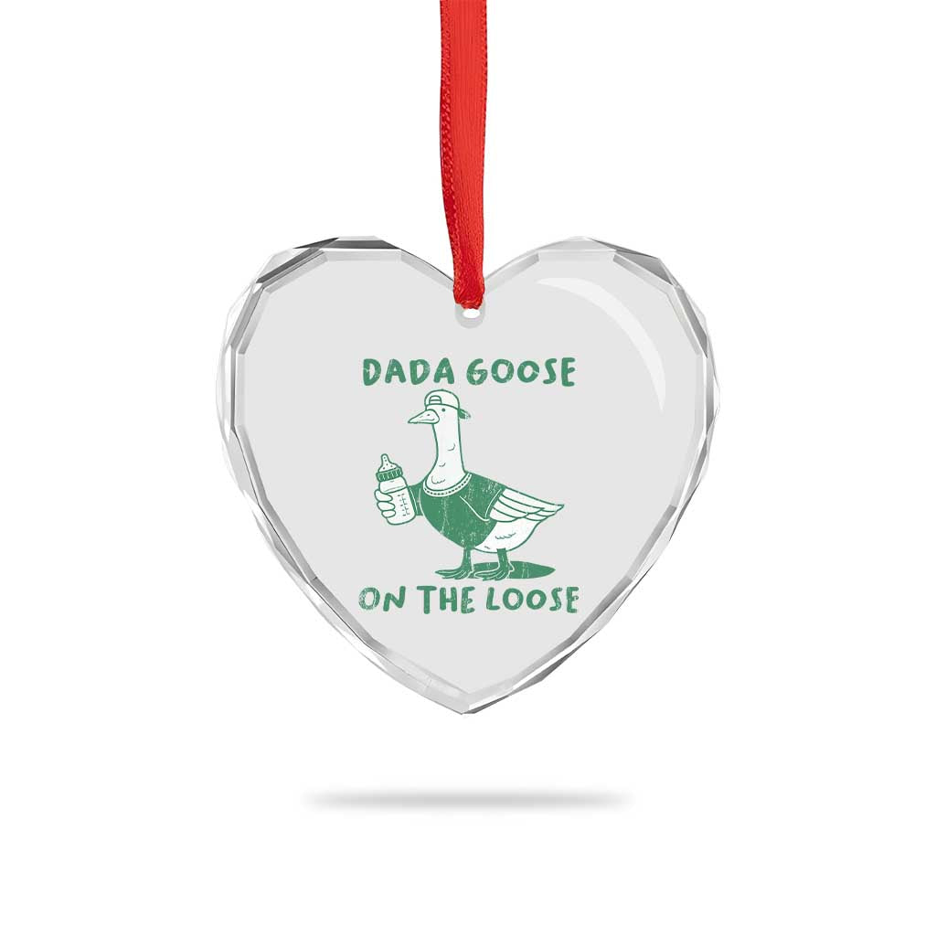 Silly Goose Dad Heart Crystal Glass Ornament New Dad Pregnancy Announcement Fathers Day TS10 Print Your Wear