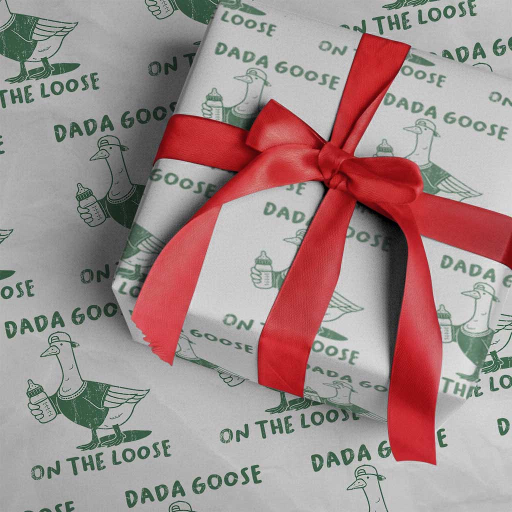 Silly Goose Dad Wrapping Paper Roll New Dad Pregnancy Announcement Fathers Day TS10 White Print Your Wear