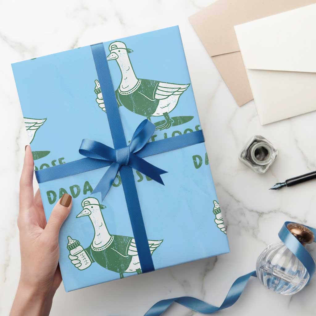 Silly Goose Dad Wrapping Paper Roll New Dad Pregnancy Announcement Fathers Day TS10 Light Blue Print Your Wear
