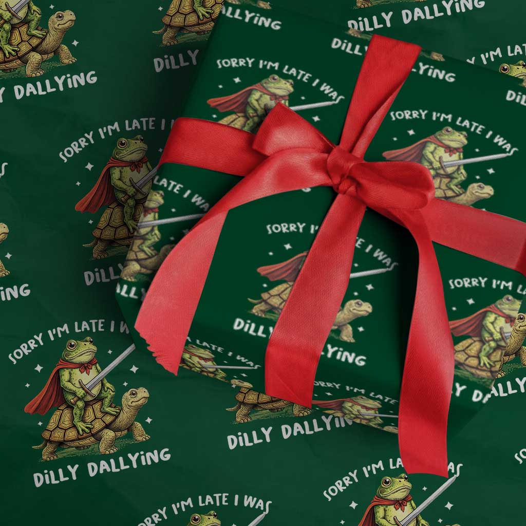 Silly Goose Wrapping Paper Roll Sorry Im Late I Was Dilly Dallying TS10 Green Print Your Wear