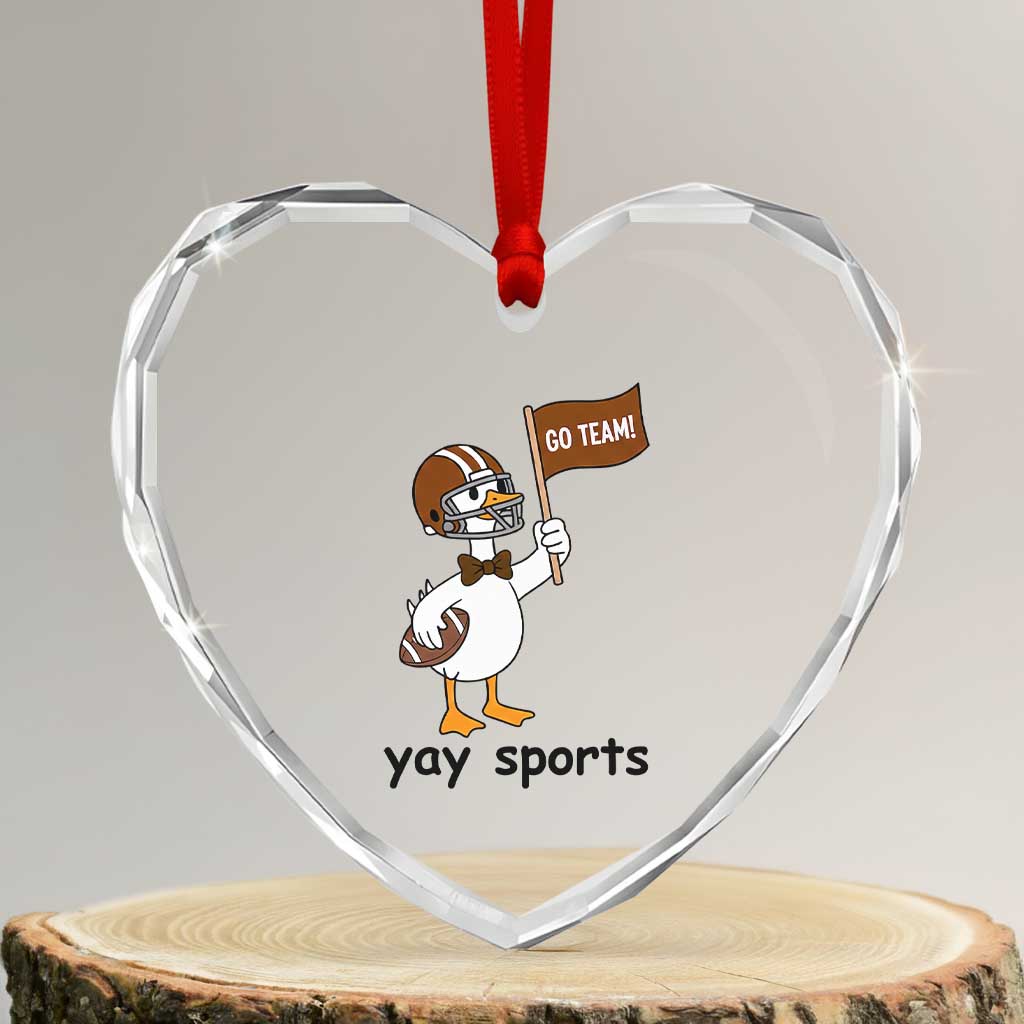 Silly Goose Football Heart Crystal Glass Ornament Yays Sport TS14 Transparent Glass 3'' Heart Print Your Wear