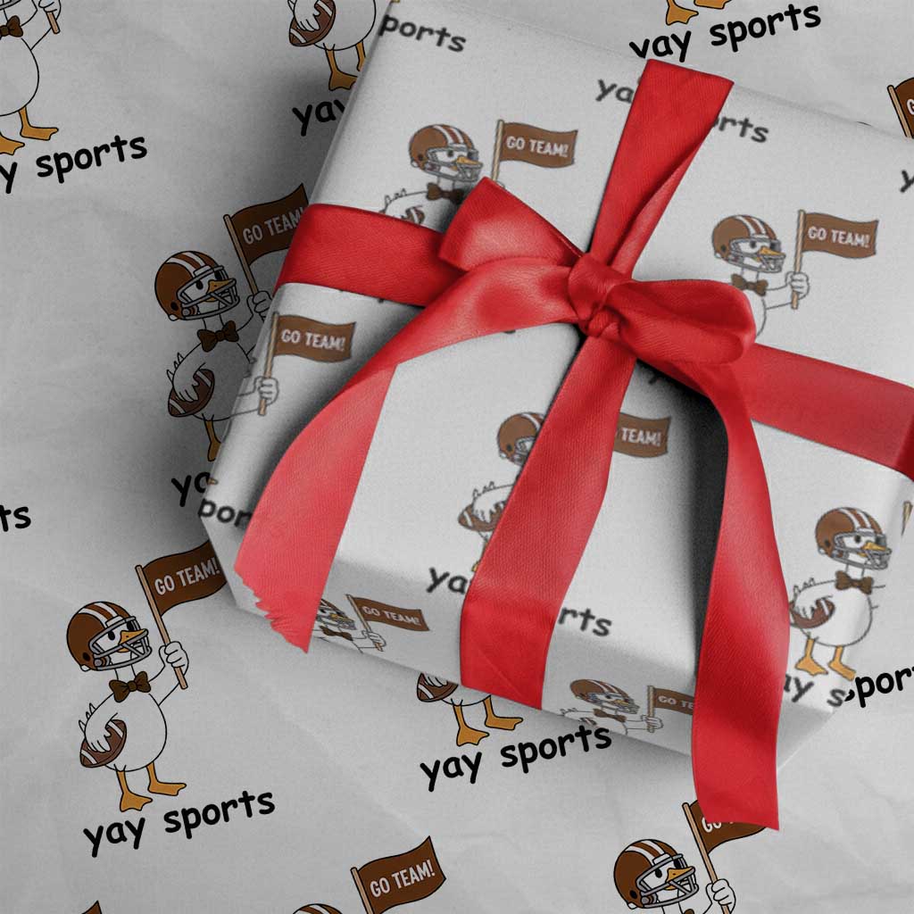 Silly Goose Football Wrapping Paper Roll Yays Sport TS14 White Print Your Wear