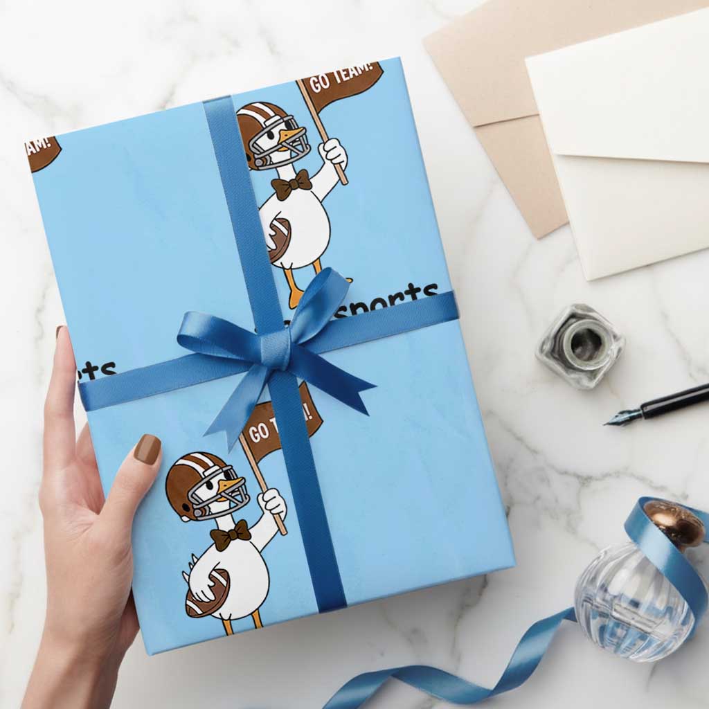 Silly Goose Football Wrapping Paper Roll Yays Sport TS14 Light Blue Print Your Wear