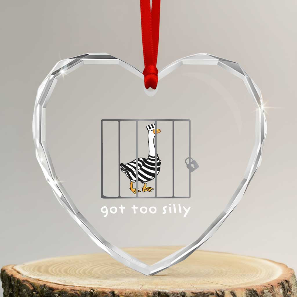 Silly Goose Heart Crystal Glass Ornament Got Too Silly TS10 Transparent Glass 3'' Heart Print Your Wear