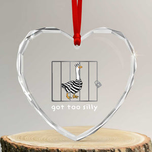 Silly Goose Heart Crystal Glass Ornament Got Too Silly TS10 Transparent Glass 3'' Heart Print Your Wear