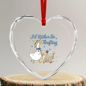 Silly Goose I Would Rather Be Thrifting Heart Crystal Glass Ornament Funny Shopping Goose TS11 Transparent Glass 3'' Heart Print Your Wear