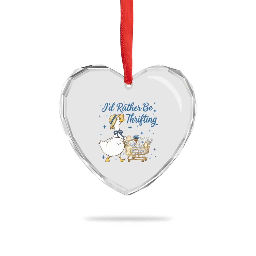 Silly Goose I Would Rather Be Thrifting Heart Crystal Glass Ornament Funny Shopping Goose TS11 Print Your Wear