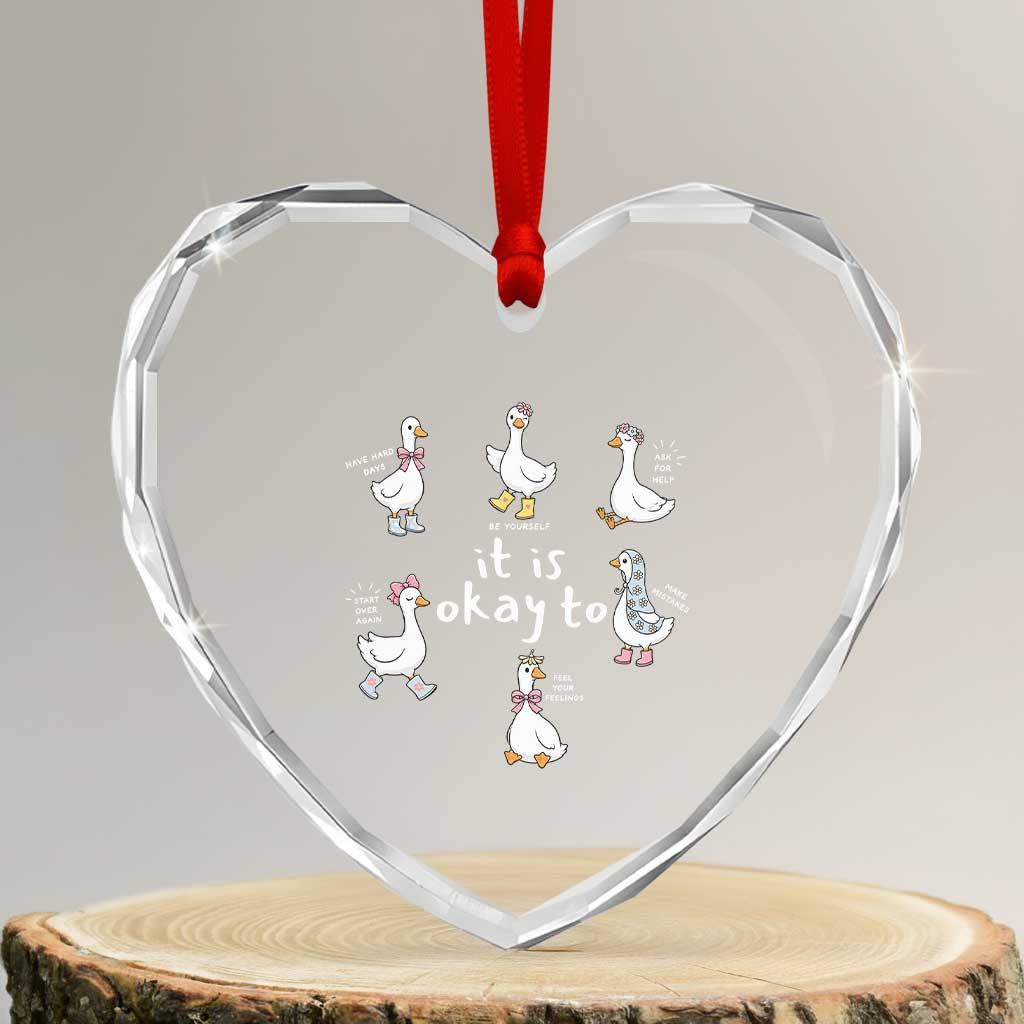 Silly Goose It is Okay to Mental Health Heart Crystal Glass Ornament Counselor Special Education TS14 Transparent Glass 3'' Heart Print Your Wear
