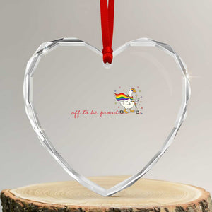 Silly Goose LGBTQ Pride Heart Crystal Glass Ornament Off To Be Proud