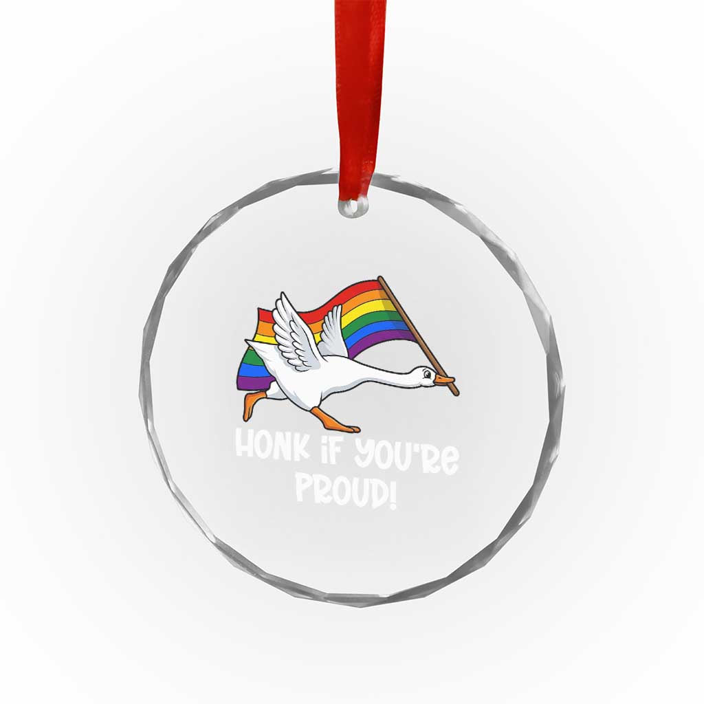 Silly Goose LGBTQ Rainbow Crystal Glass Ornament Honk If You're Proud TS14 Print Your Wear