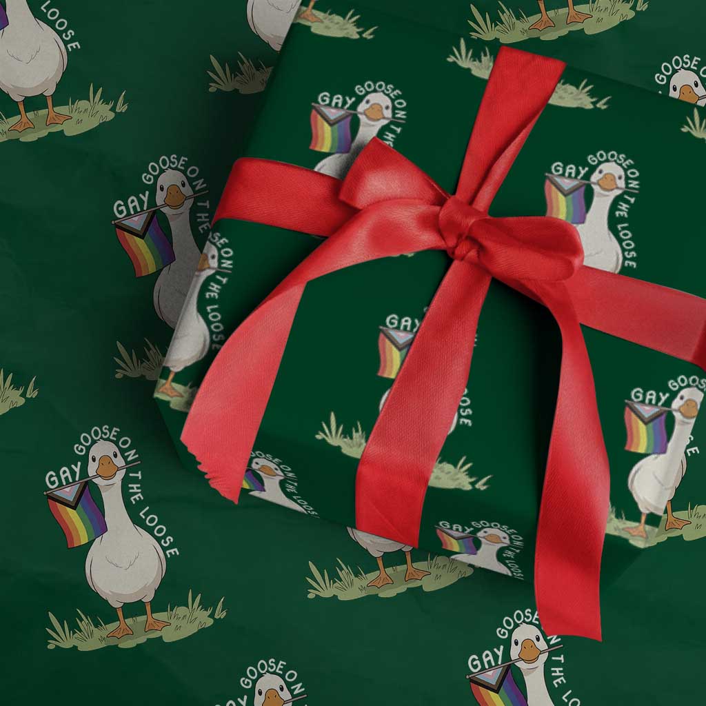 Silly Goose LGBTQ Rainbow Wrapping Paper Roll Funny Gay Pride Month