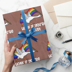 Silly Goose LGBTQ Rainbow Wrapping Paper Roll Honk If You're Proud