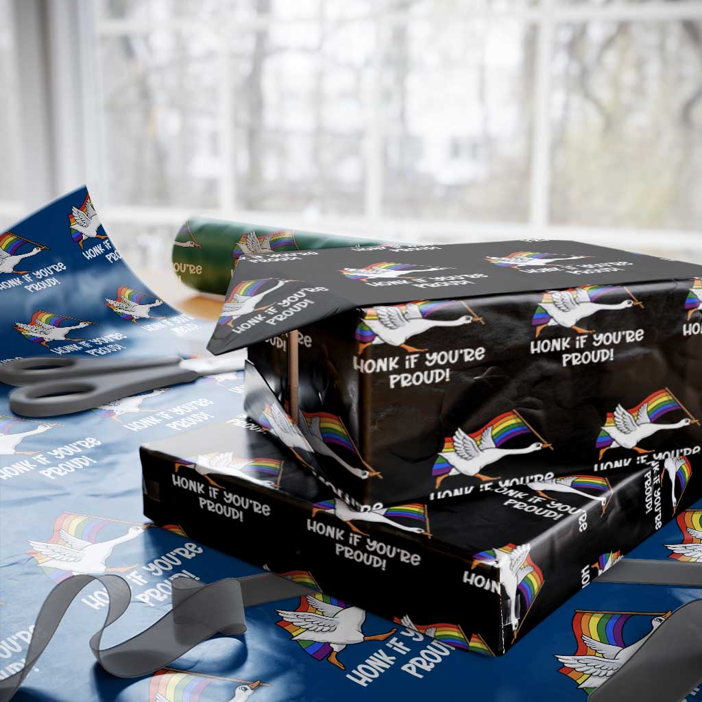 Silly Goose LGBTQ Rainbow Wrapping Paper Roll Honk If You're Proud