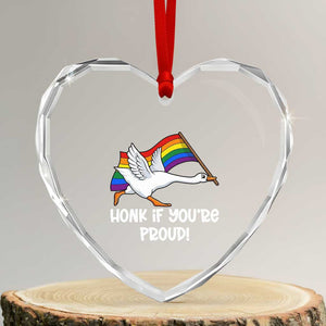 Silly Goose LGBTQ Rainbow Heart Crystal Glass Ornament Honk If You're Proud