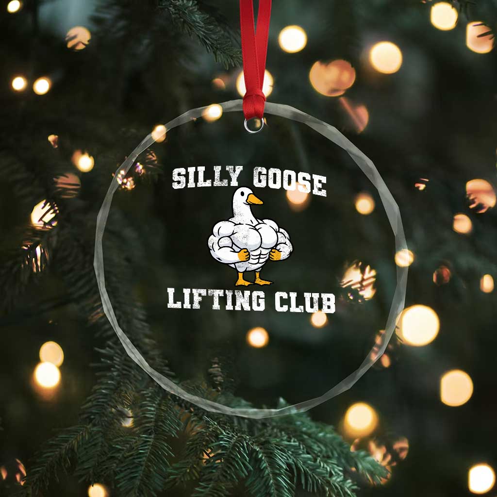 Silly Goose Lifting Club Crystal Glass Ornament Funny Gym Meme TS10 Print Your Wear