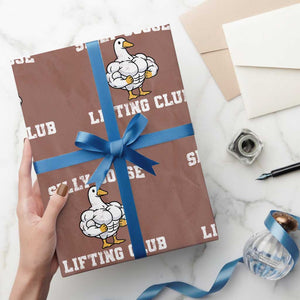 Silly Goose Lifting Club Wrapping Paper Roll Funny Gym Meme TS10 Mocha Print Your Wear