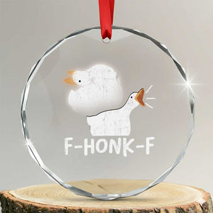 Silly Goose Meme Crystal Glass Ornament Retro F-Honk-F Funny Farm Animal TS10 Transparent Glass 3'' Circle Print Your Wear