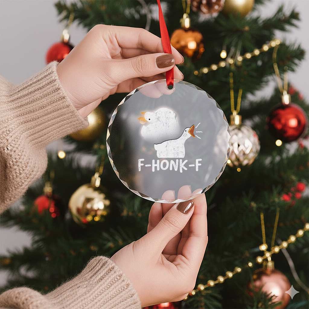Silly Goose Meme Crystal Glass Ornament Retro F-Honk-F Funny Farm Animal TS10 Print Your Wear