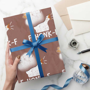 Silly Goose Meme Wrapping Paper Roll Retro F-Honk-F Funny Farm Animal TS10 Mocha Print Your Wear
