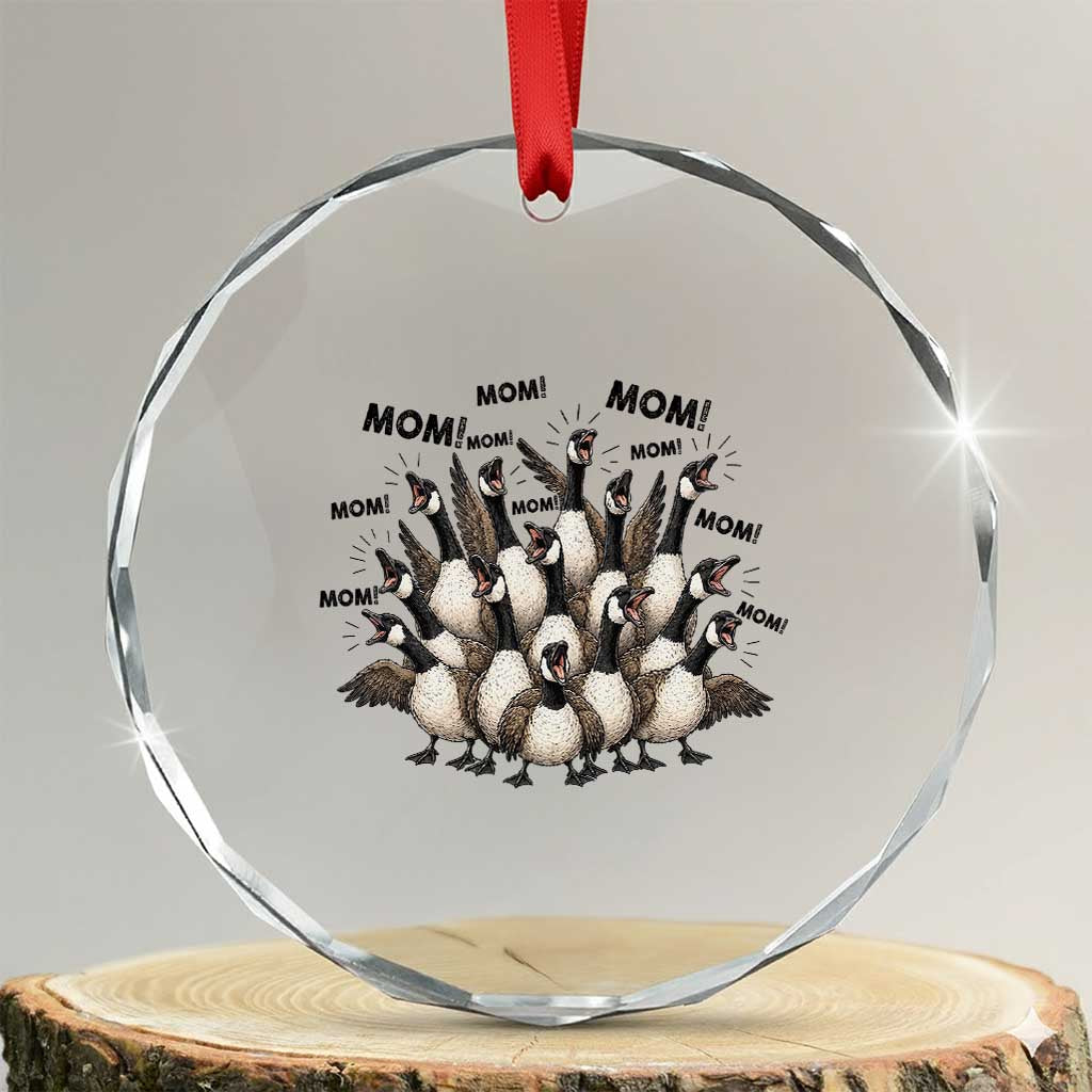 Silly Goose Mom Crystal Glass Ornament Funny Parenting Chaos Motherhood TS12 Transparent Glass 3'' Circle Print Your Wear