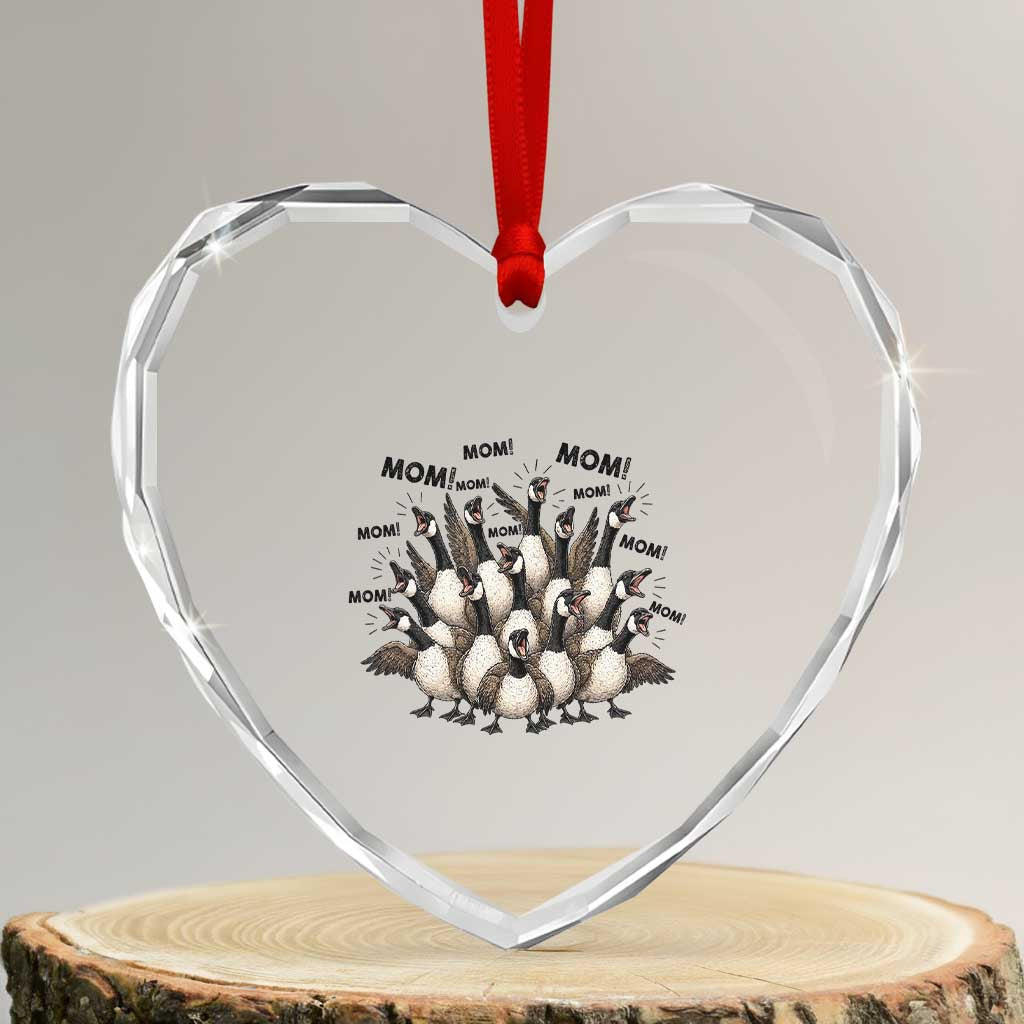 Silly Goose Mom Heart Crystal Glass Ornament Funny Parenting Chaos Motherhood TS12 Transparent Glass 3'' Heart Print Your Wear